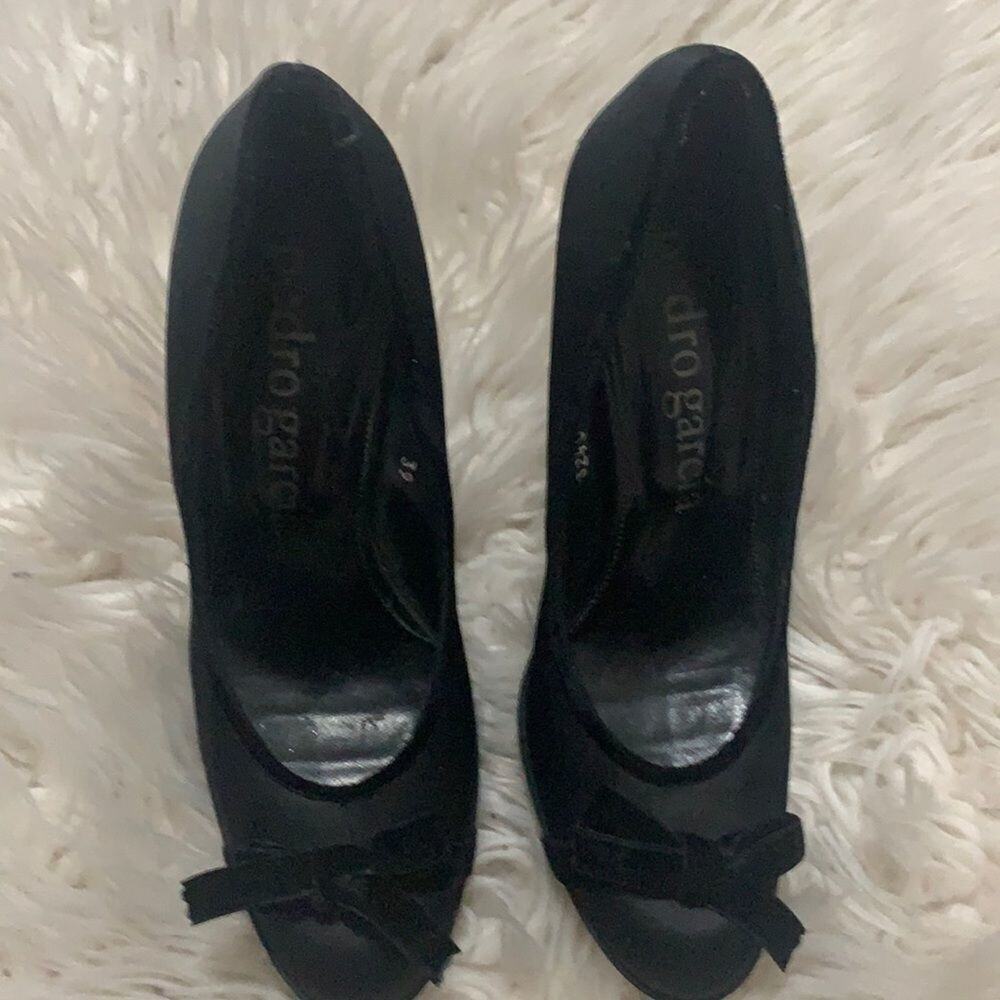 PEDRO GARCIA BLACK ELEGANT SATIN BOW FRONT HEEL SHOES SIZE‎ 39